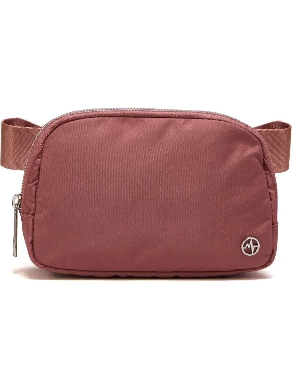 Men's Mauve Crossbody Belt Bag Wide Zipper Adjustable Strap 3-Pockets